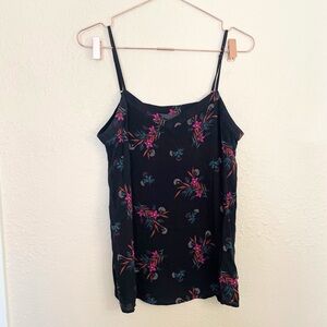 GAP Black Floral Cami Tank | Adjustable Straps | Size Small